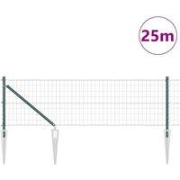 Berkfield Home Green Euro Fence with 13 Spike Posts 0.6x25 m Galvanised Steel Green