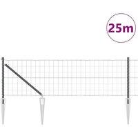 Berkfield Home Modern Euro Fence with 13 Spike Posts 0.6x25 m Galvanised Steel Grey in Dark Grey