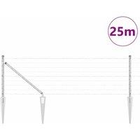 Berkfield Home Modern Euro Fence with 13 Spike Posts 0.4x25 m Galvanised Steel in Silver