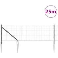 Berkfield Home Durable Euro Fence with 13 Spike Posts 0.6x25 m Galvanised Steel Grey
