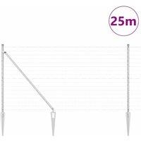 Berkfield Home Modern Euro Fence with 13 Spike Posts 1x25 m Galvanised Steel in Silver