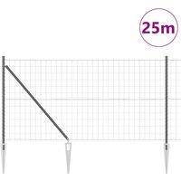 Berkfield Home Stylish Euro Fence with 13 Spike Posts 1x25 m Galvanised Steel Grey