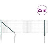 Berkfield Home Green Euro Fence with 13 Spike Posts 0.8x25 m Galvanised Steel Green