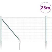 Berkfield Home Green Euro Fence with 13 Spike Posts 1.2x25m Galvanised Steel Green