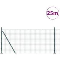 Berkfield Home Green Euro Fence with 13 Flanged Posts 0.8x25 m Galvanised Steel