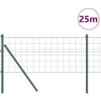 Berkfield Home Green Euro Fence with 13 Posts 0.8x25 m Galvanised Steel Green