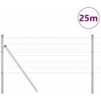 Berkfield Home Modern Euro Fence with 13 Posts 0.6x25 m Galvanised Steel in Silver