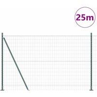 Berkfield Home Green Euro Fence with 13 Flanged Posts 1.2x25 m Galvanised Steel