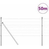 Berkfield Home Modern Euro Fence with 13 Posts 0.6x50 m Galvanised Steel in Silver