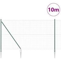Berkfield Home Green Euro Fence with 7 Spike Posts 1.5x10 m Galvanised Steel Green