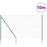 Berkfield Home Green Euro Fence with 7 Spike Posts 1.5x10 m Galvanised Steel Green