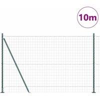 Berkfield Home Stunning Euro Fence with 7 Flanged Posts 1.4x10 m Galvanised Steel in Green