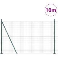 Berkfield Home Green Euro Fence with 7 Flanged Posts 1.6x10 m Galvanised Steel