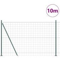 Berkfield Home Green Euro Fence with 7 Flanged Posts 1.4x10 m Galvanised Steel