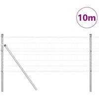 Berkfield Home Modern Euro Fence with 7 Posts 0.8x10 m Galvanised Steel in Silver