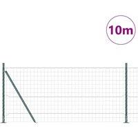 Berkfield Home Green Euro Fence with 7 Flanged Posts 0.8x10 m Galvanised Steel