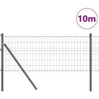 Berkfield Home Modern Euro Fence with 7 Posts 0.8x10 m Galvanised Steel Grey