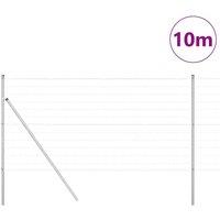 Berkfield Home Modern Euro Fence with 7 Posts 1.4x10 m Galvanised Steel in Silver