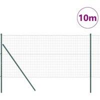 Berkfield Home Green Euro Fence with 7 Posts 1x10 m Galvanised Steel Green