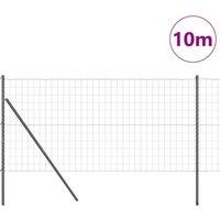 Berkfield Home Modern Euro Fence with 7 Posts 1.4x10 m Galvanised Steel Grey in Dark Grey