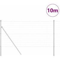 Berkfield Home Modern Euro Fence with 7 Posts 1.2x10 m Galvanised Steel in Silver