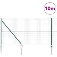 Berkfield Home Green Euro Fence with 7 Spike Posts 1x10 m Galvanised Steel Green
