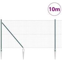 Berkfield Home Green Euro Fence with 7 Spike Posts 1.4x10 m Galvanised Steel Green
