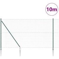 Berkfield Home Green Euro Fence with 7 Spike Posts 1.6x10 m Galvanised Steel Green in Dark Green