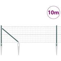 Berkfield Home Green Euro Fence with 7 Spike Posts 0.4x10 m Galvanised Steel Green