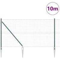Berkfield Home Green Euro Fence with 7 Spike Posts 1.4x10 m Galvanised Steel Green