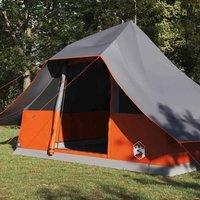 Berkfield Home Modern Family Tent Tipi Grey & Orange 10-Person Waterproof