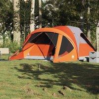 Berkfield Home Modern Family Tent Tunnel 6-Person Grey & Orange Waterproof
