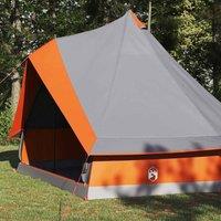 Berkfield Home Durable Family Tent Tipi Grey & Orange 8-Person Waterproof