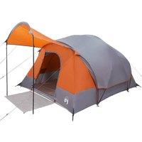 Berkfield Home Modern Family Tent Tunnel 8-Person Grey & Orange Waterproof