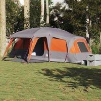 Berkfield Home Modern Family Tent with Porch Dome 9-Person Grey & Orange Waterproof