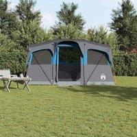 Berkfield Home Soft Family Tent with Windows Dome Blue 10-Person Waterproof in Grey