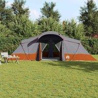 Berkfield Home Compact Family Tent with Windows Dome Grey&Orange 6-Person Waterproof in Grey