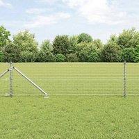 Berkfield Home Modern Fence Posts with Spike 52 pcs 32 mm 80 cm Galvanised Steel in Silver