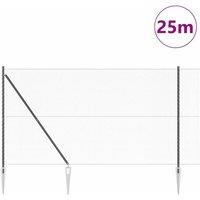 Berkfield Home Modern Fencing Set Set of 2 Grey Metal 25 x 1.5 m Durable