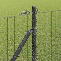 Berkfield Home Durable Fence Posts with Spike 52 pcs 32 mm 170 cm Galvanised Steel in Grey