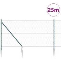 Berkfield Home Green Fencing Set Set of 2 Forest green Powder-Coated Steel 25 x 1 m