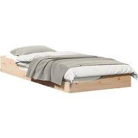 Berkfield Home Modern Floor Bed Frame Brown 90 x 210 cm Solid pine wood in Beige