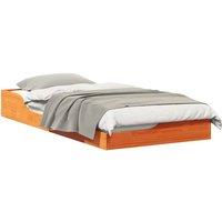 Berkfield Home Modern Floor Bed Frame Wax brown 90 x 190 cm Solid pine wood in Tan