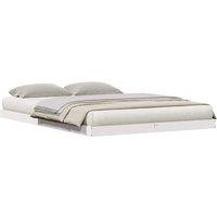 Berkfield Home Modern Floor Bed Frame 140x220 cm Solid Wood Pine in White