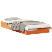 Berkfield Home Modern Floor Bed Frame Wax brown 90 x 210 cm Solid pine wood
