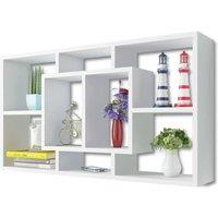 Berkfield Home Durable Floating Wall Display Shelf 8 Compartments White
