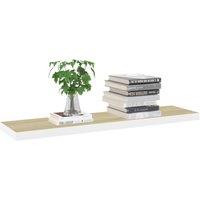 Berkfield Home Durable Floating Wall Shelves 2 pcs Oak & White 120x23.5x3.8 cm MDF in Natural