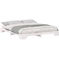 Berkfield Home Stylish Floor Bed Frame with Storage White 200 x 210 cm Wood