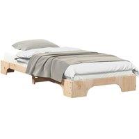 Berkfield Home Stylish Floor Bed Frame with Storage Brown 100 x 210 cm Wood in Natural