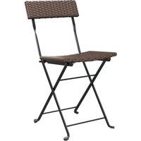 Berkfield Home Beautiful Folding Bistro Chairs 6 pcs Brown Poly Rattan & Steel